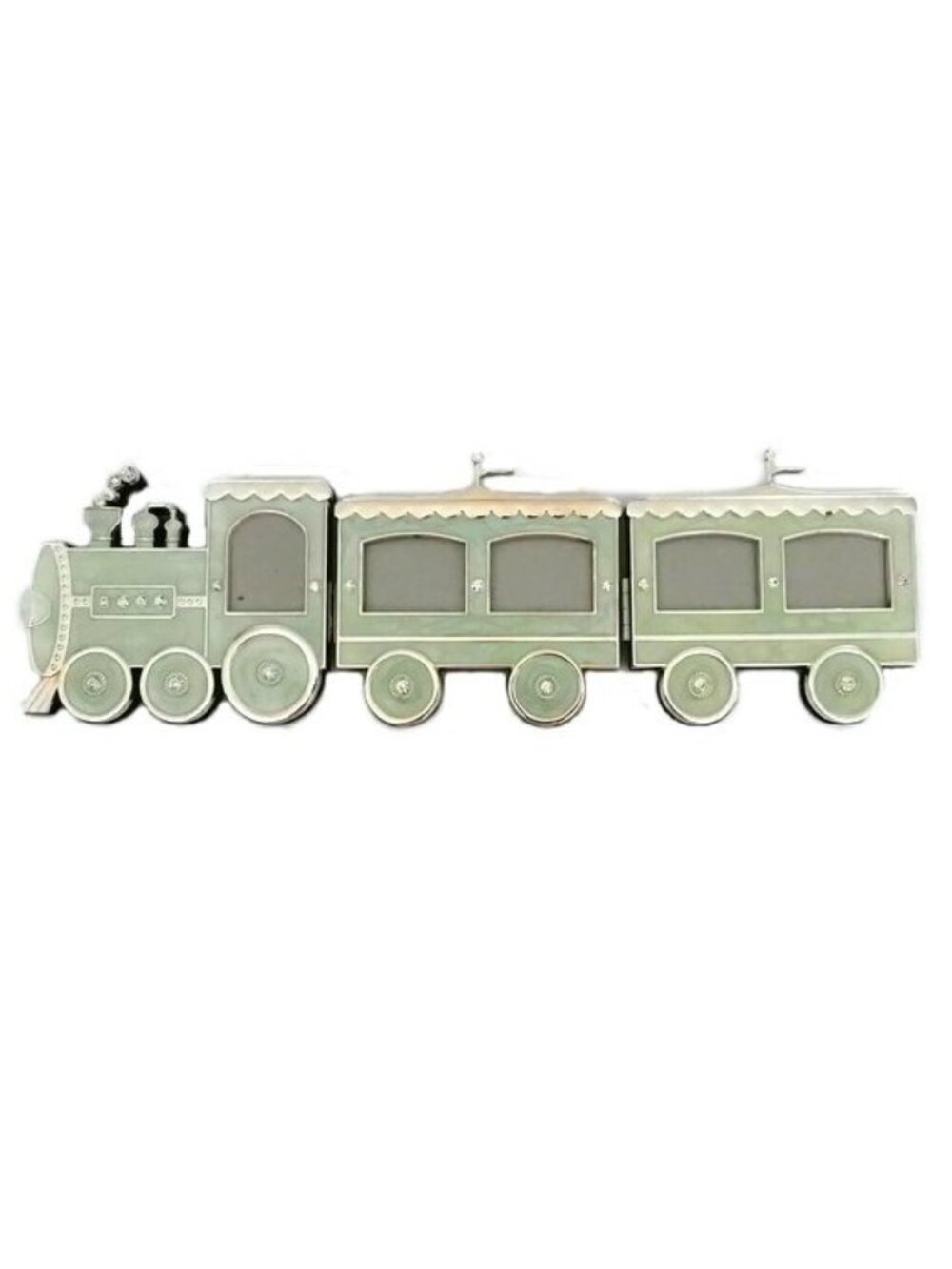 TR Mint Green Enamel & Crystal Train 5-Photo Frame Family Baby Grandchildren